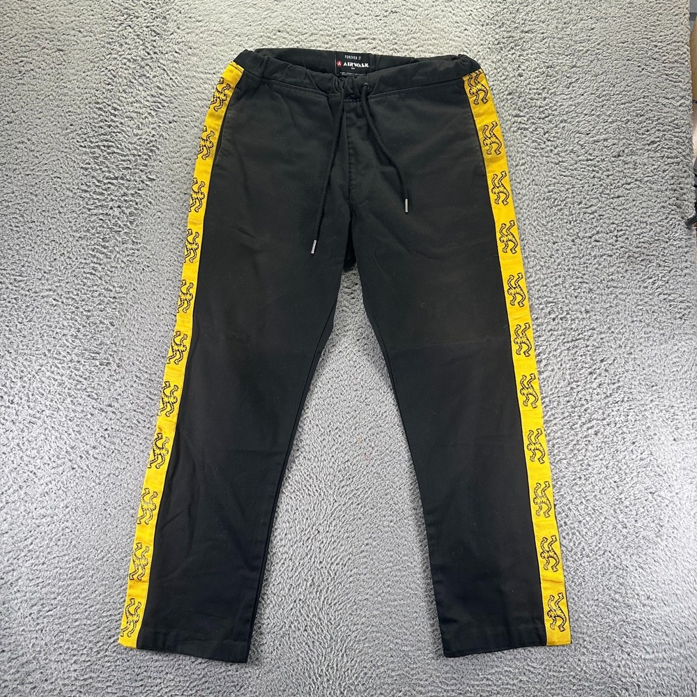 Forever 21 x Airwalk Pant Mens M Black Cotton Track Straight Gym Workout Sports